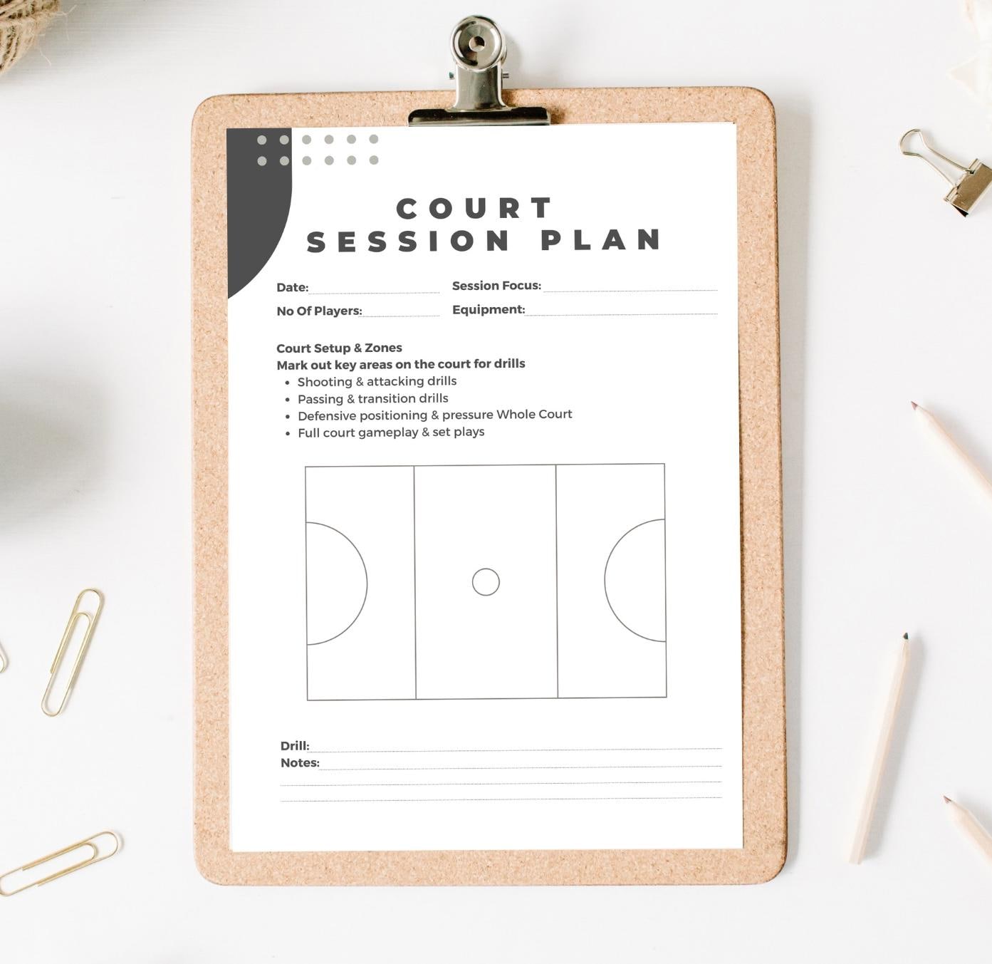 Netball Training Plan Template | Printable Training Worksheets! White Version - Print Friendly
