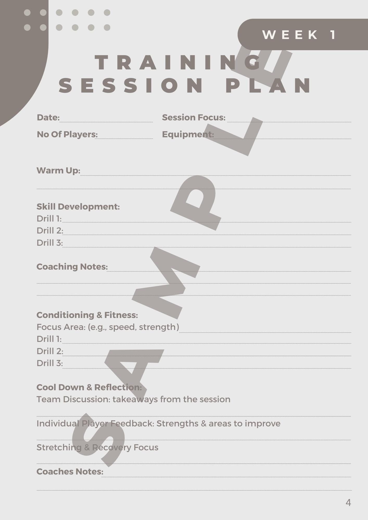 Netball Coaching Handbook - 20 Week season Planner - 132 Pages - Black & White - Physical Copy