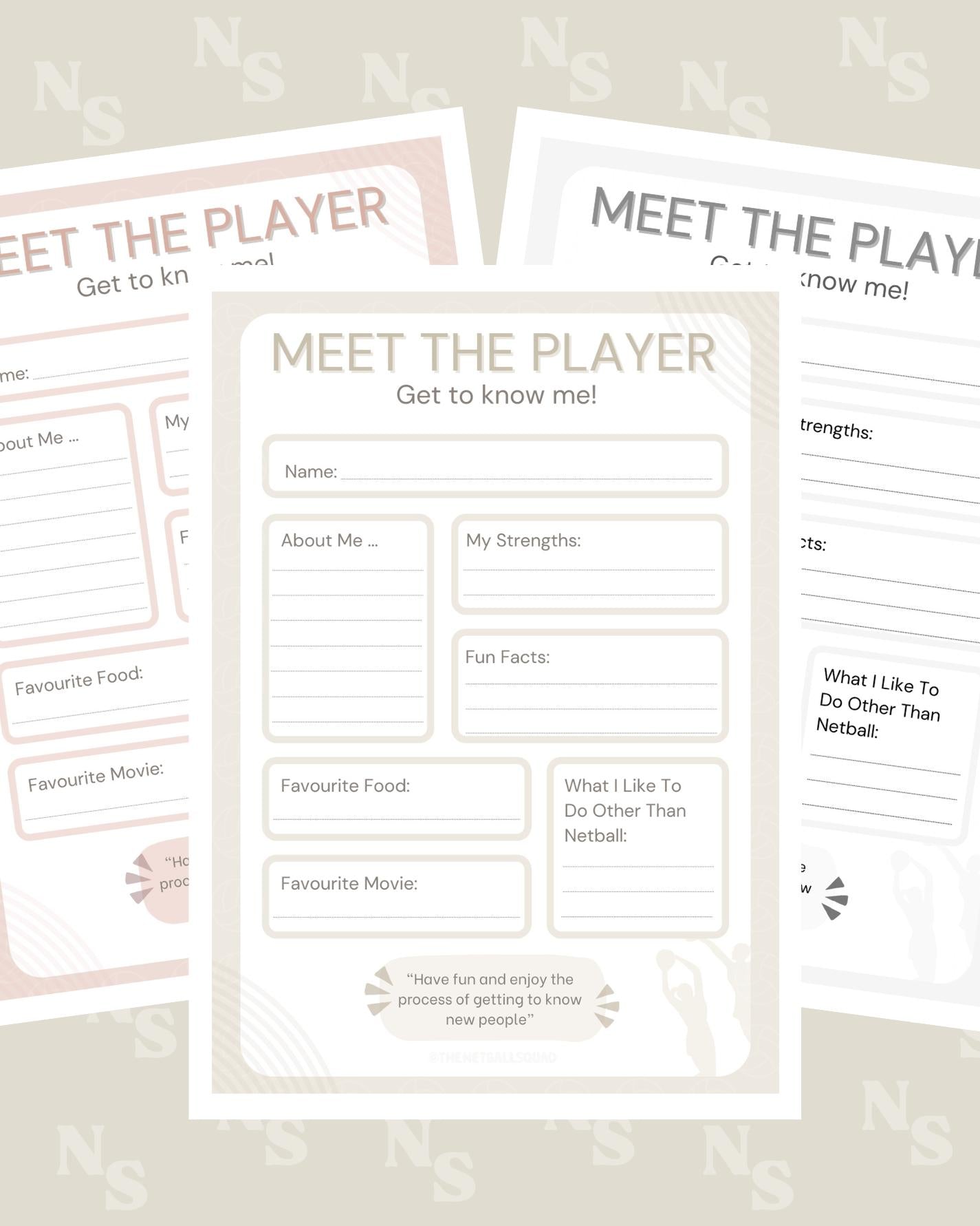Meet the Player Netball Template – Printable Get-to-Know-You Worksheet