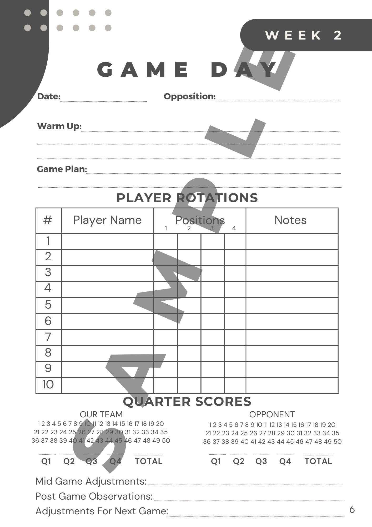 Netball Coaching Handbook - 20 Week season Planner - 132 Pages - White - Physical Copy