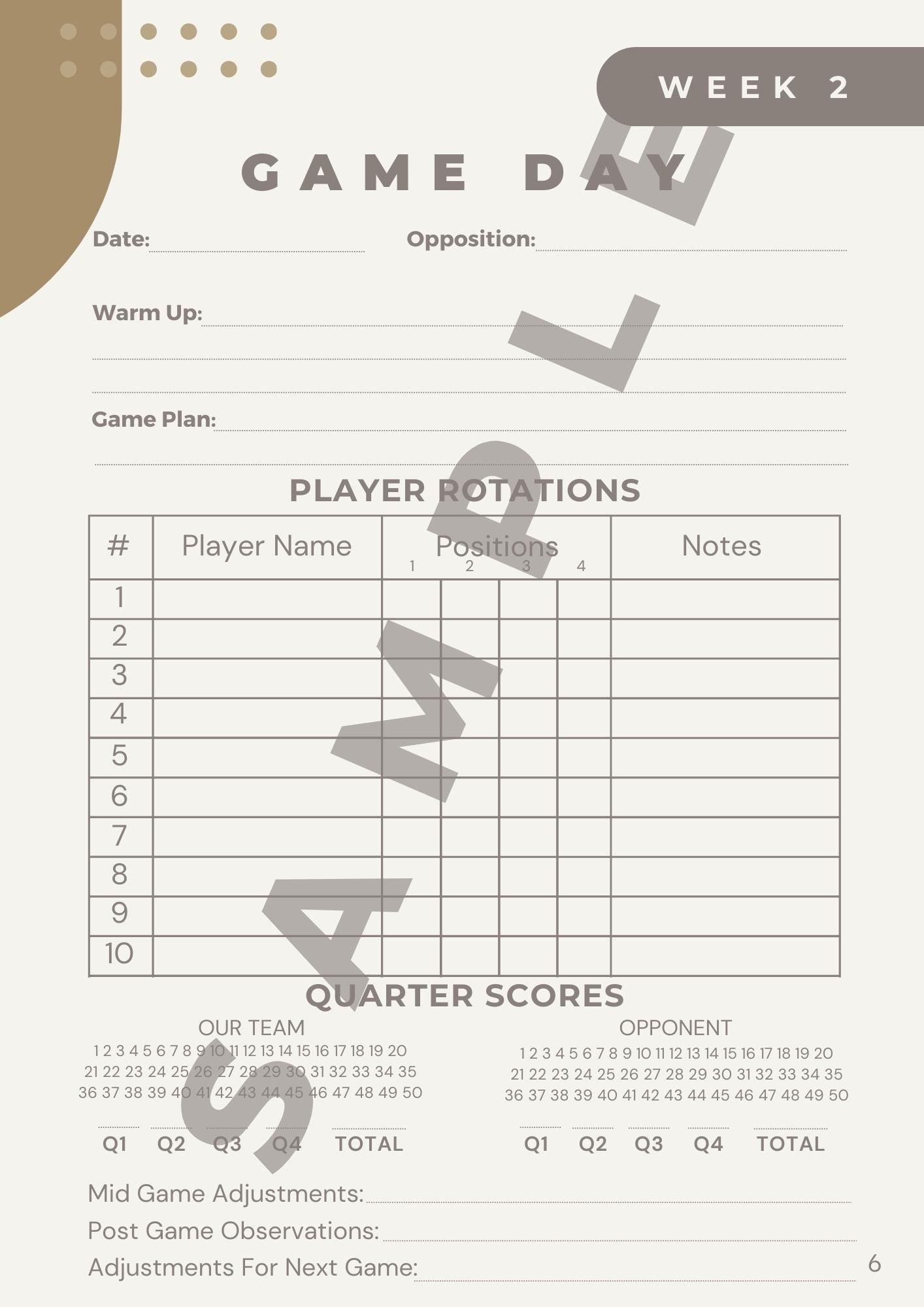 Netball Coaching Handbook - 20 Week season Planner - 132 Pages - Beige