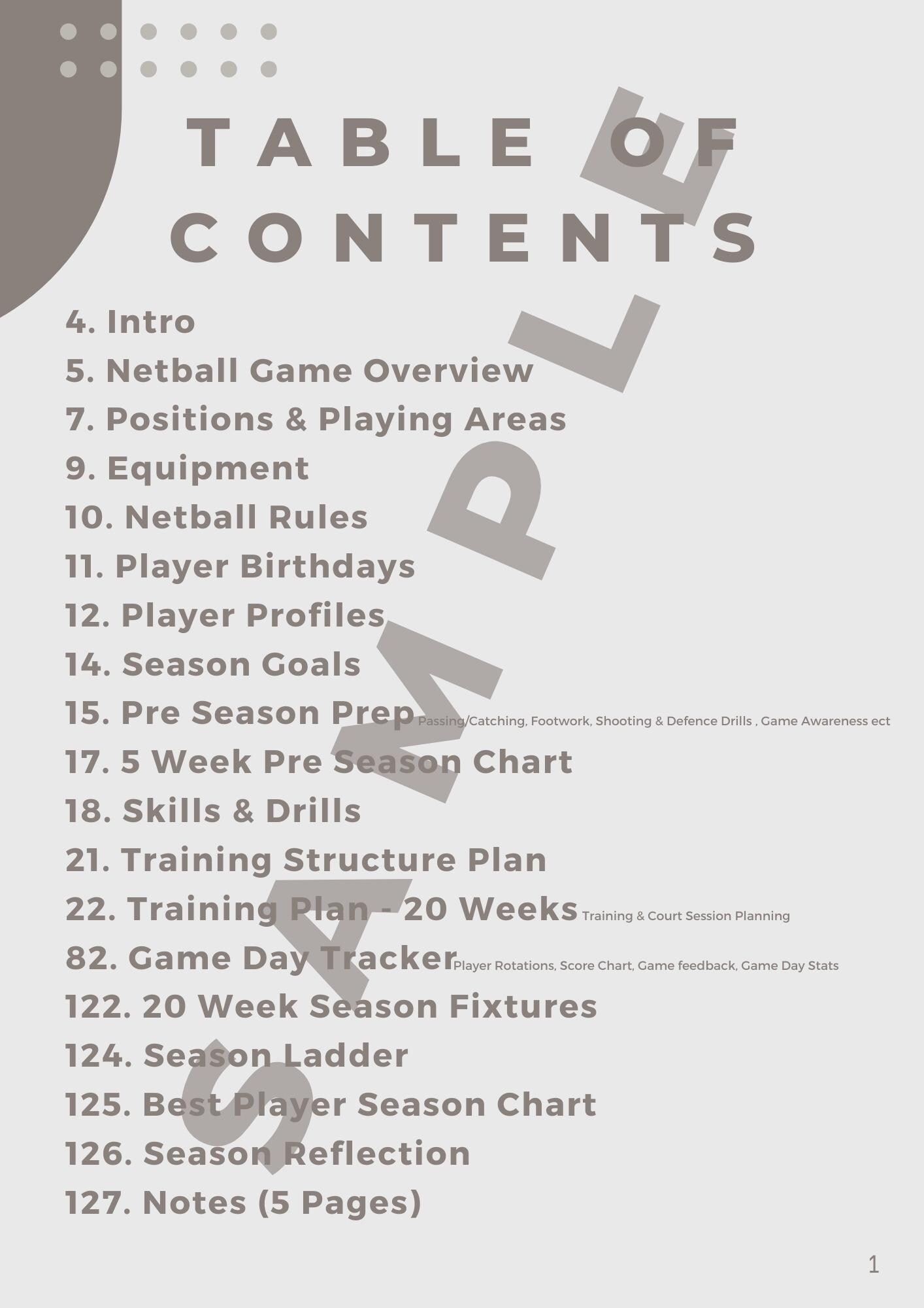 Netball Coaching Handbook - 20 Week season Planner - 132 Pages - Black & White - Physical Copy