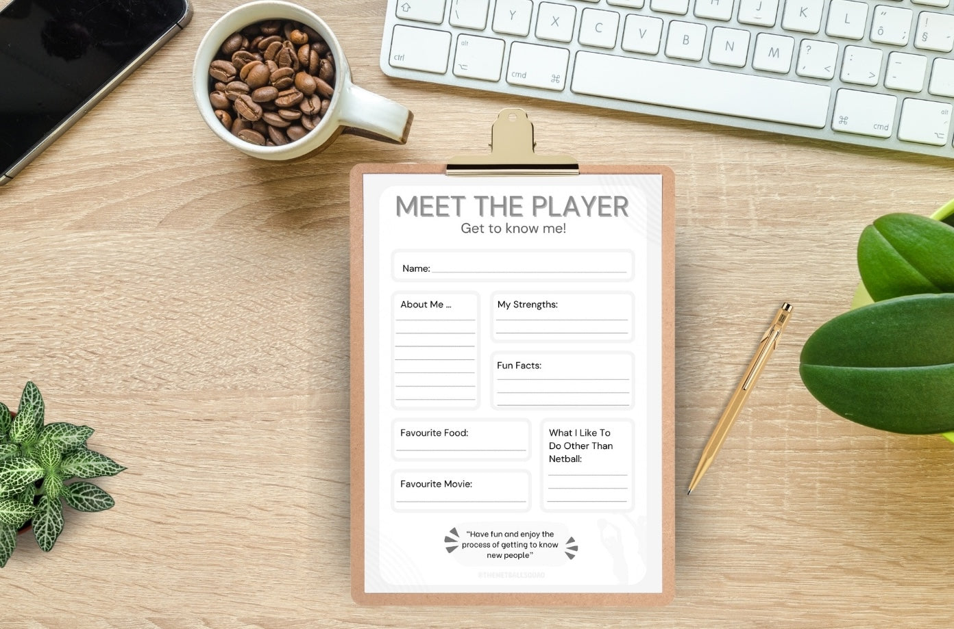 Meet the Player Netball Template – Printable Get-to-Know-You Worksheet