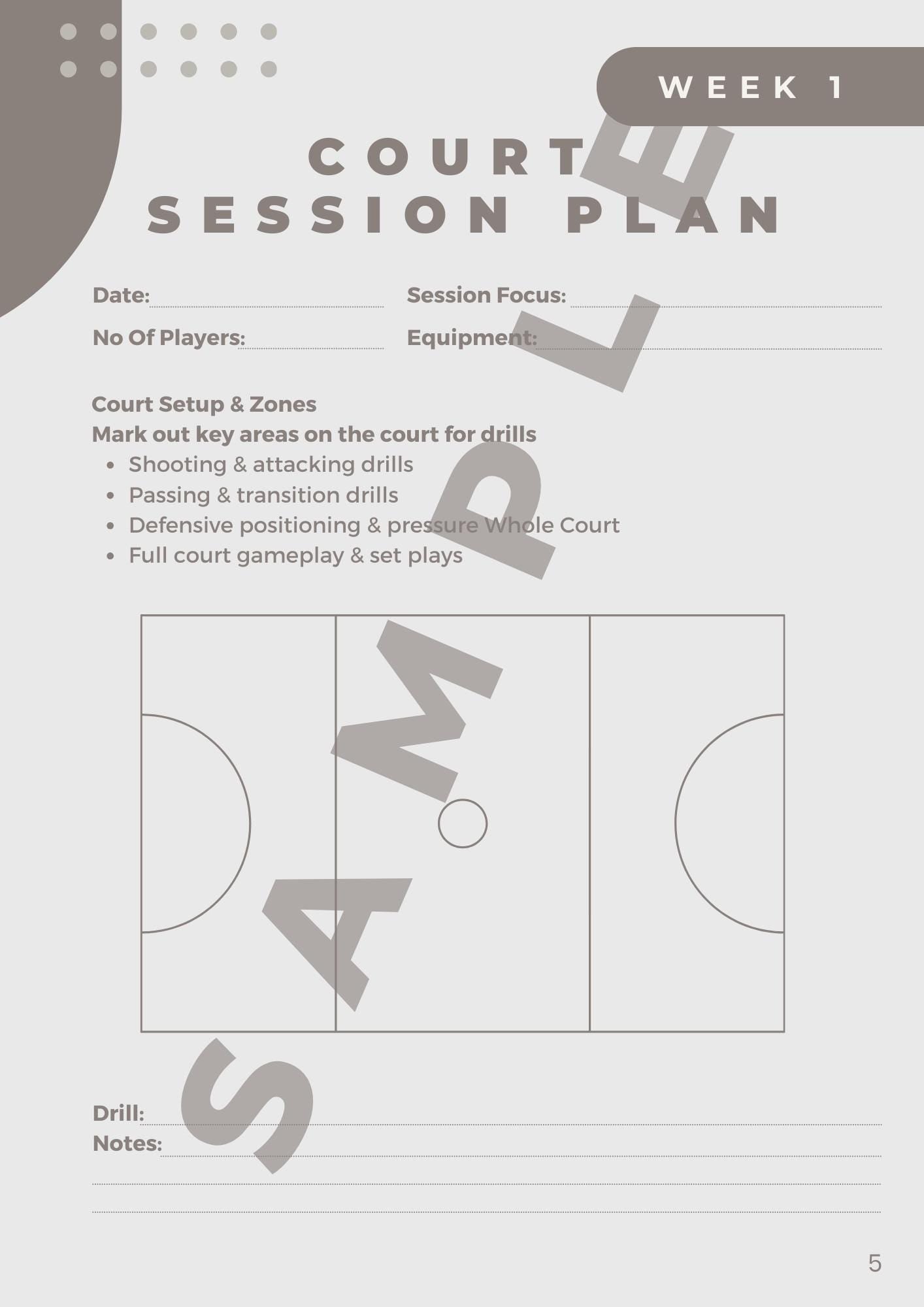 Netball Coaching Handbook - 20 Week season Planner - 132 Pages - Black & White
