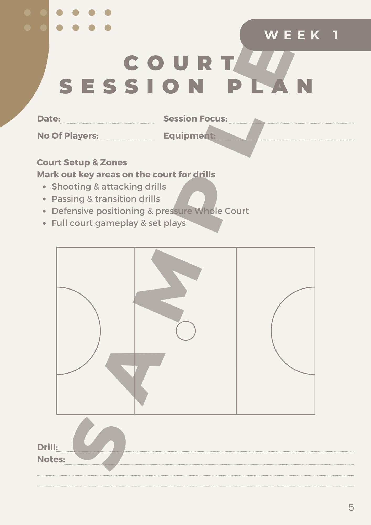 Netball Coaching Handbook - 20 Week season Planner - 132 Pages - Beige