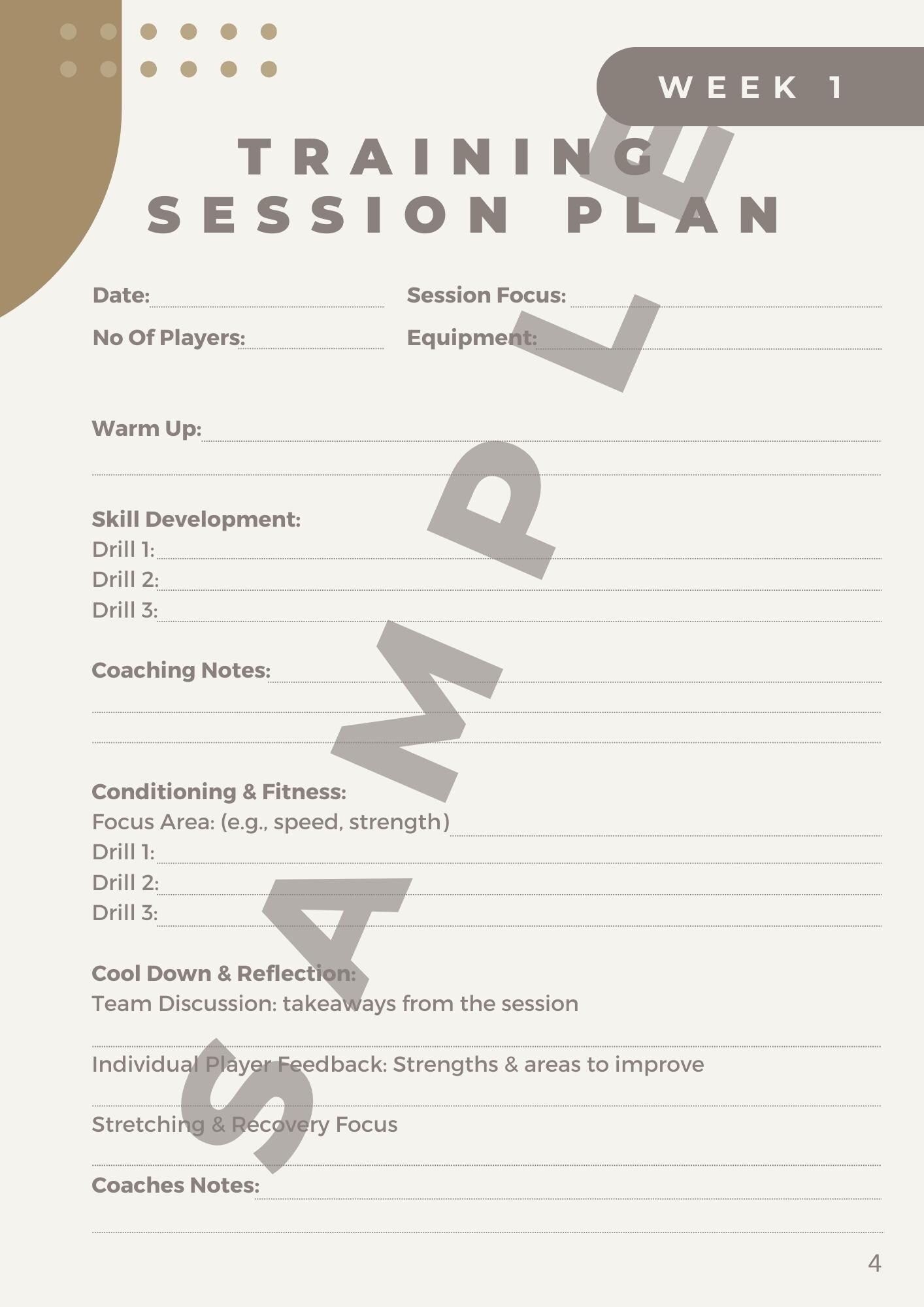 Netball Coaching Handbook - 20 Week season Planner - 132 Pages - Beige