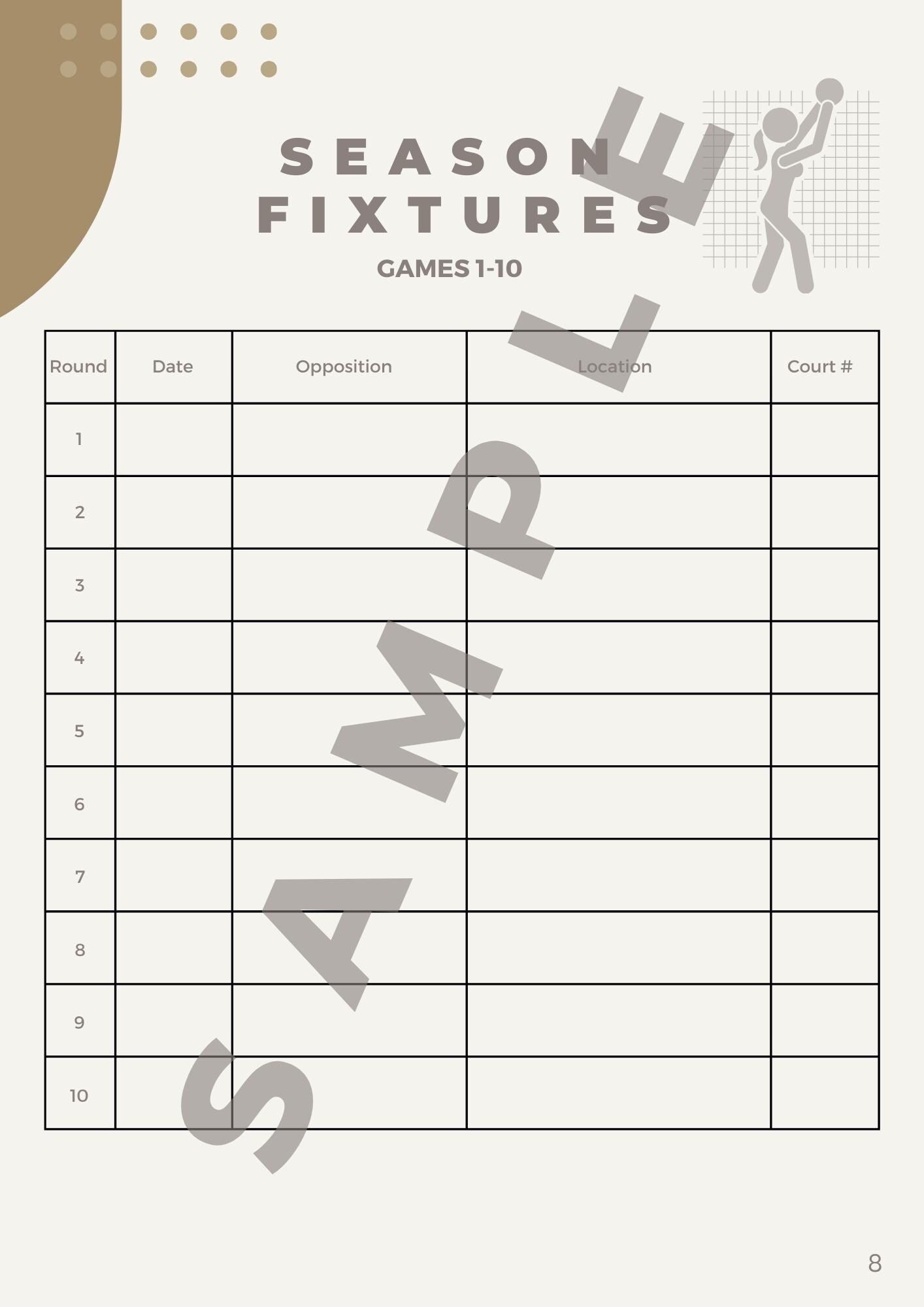 Netball Coaching Handbook - 20 Week season Planner - 132 Pages - Beige