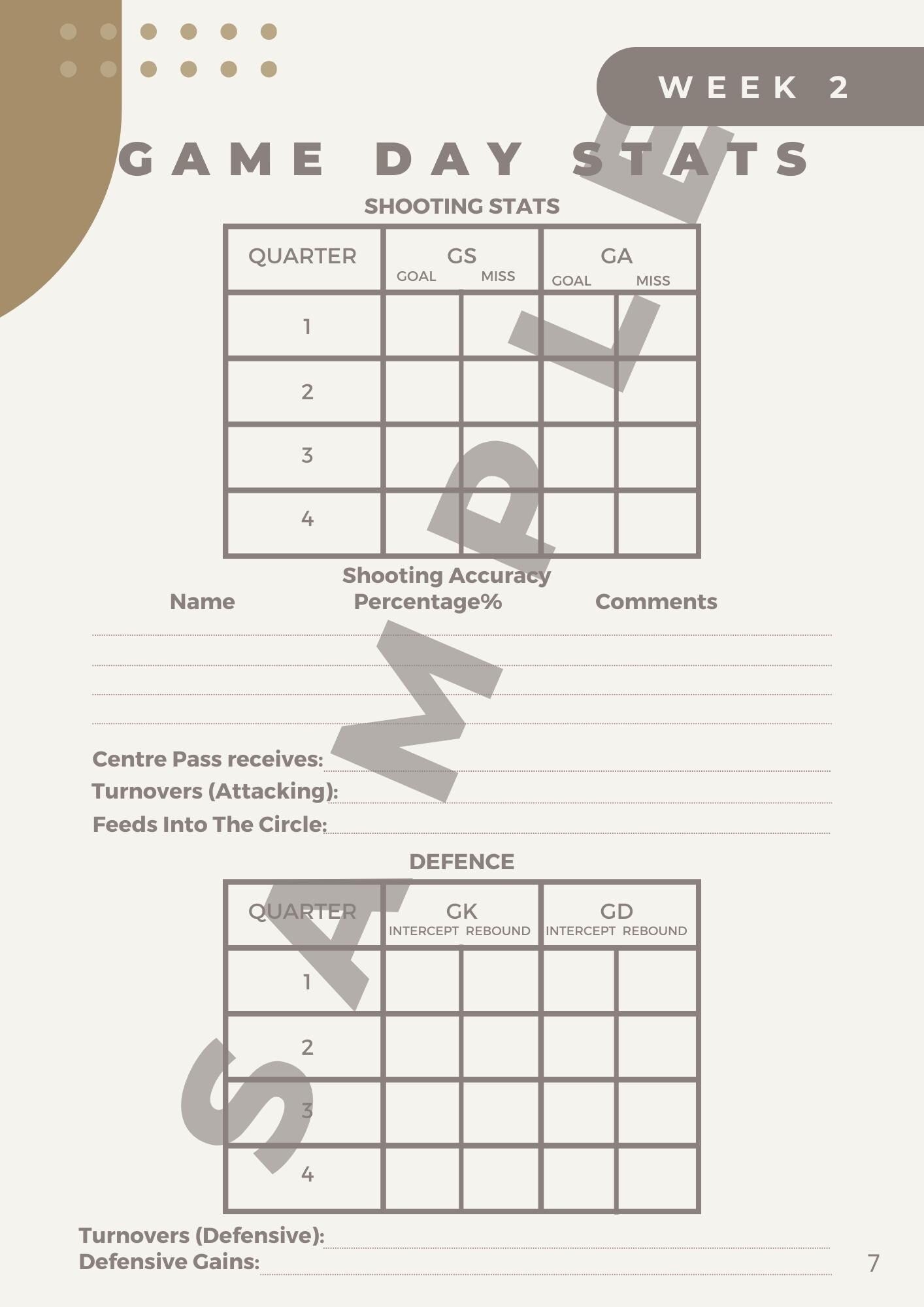 Netball Coaching Handbook - 20 Week season Planner - 132 Pages - Beige