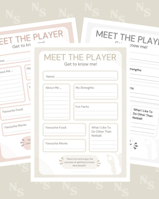 Meet the Player Netball Template – Printable Get-to-Know-You Worksheet